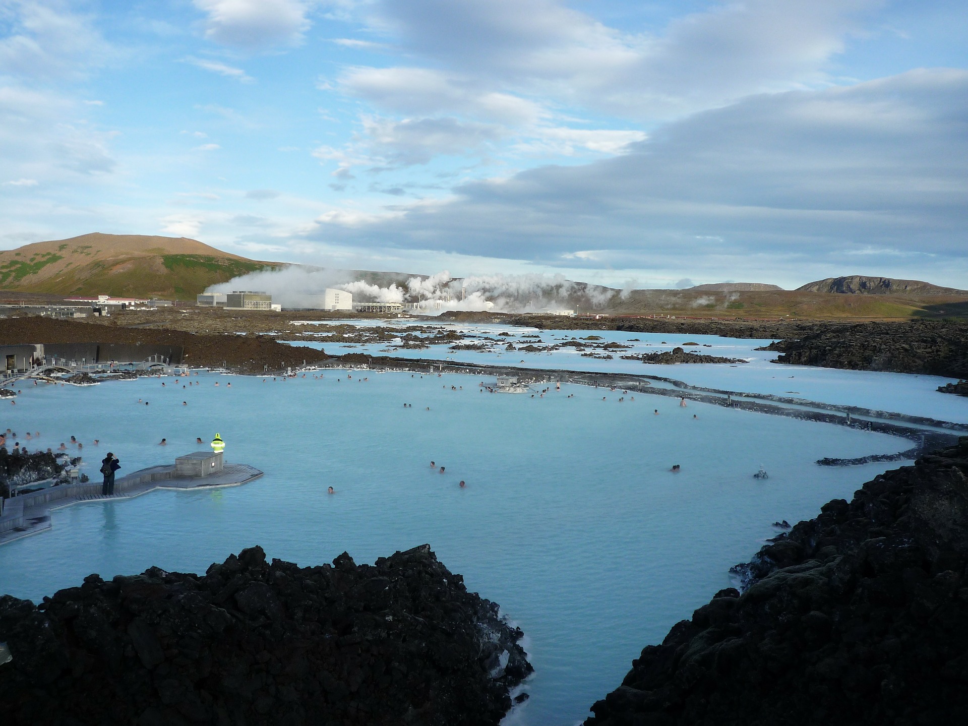 large view of blue lagoon in iceland