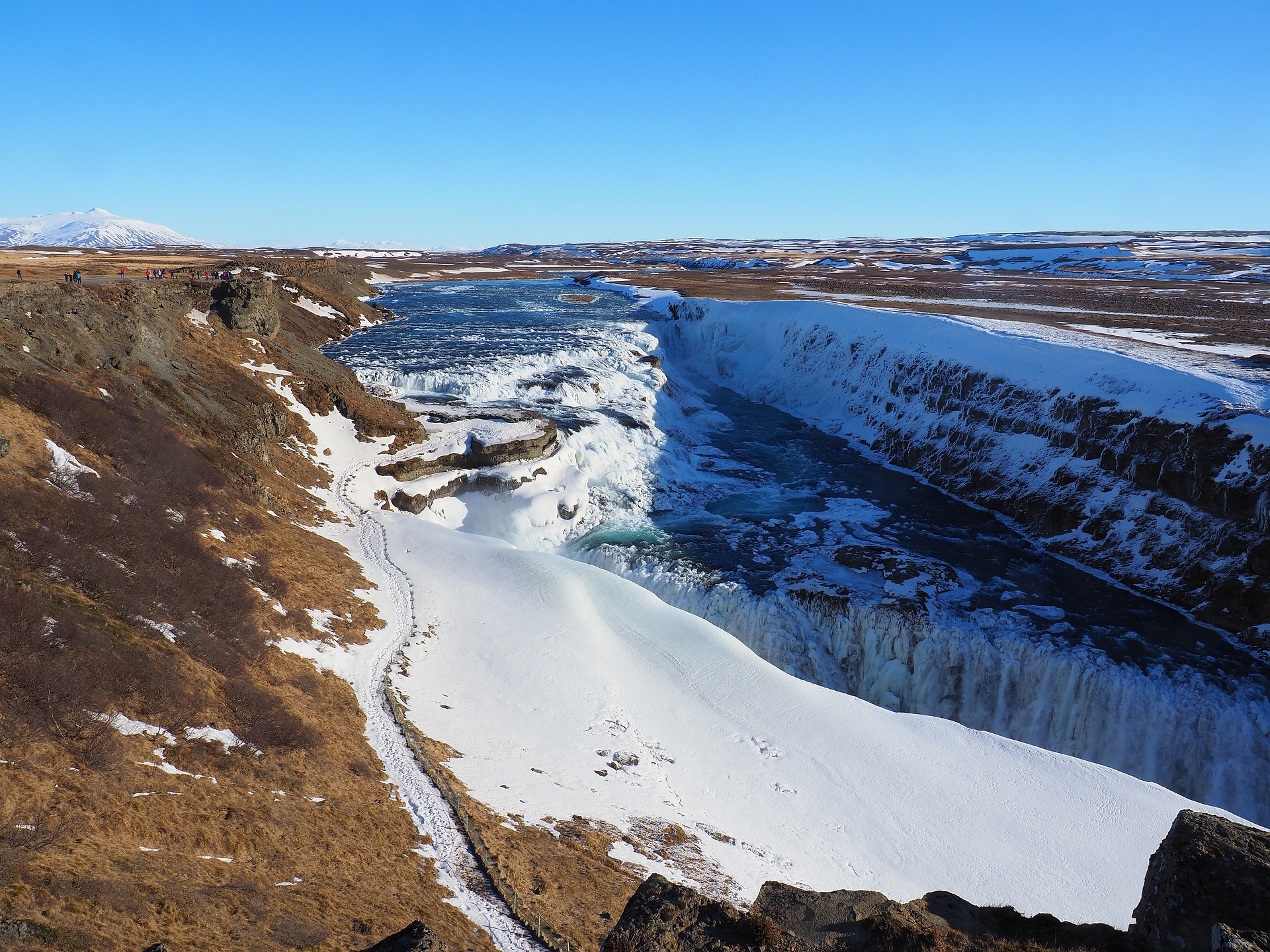 Gullfoss waterfall in winter in Iceland