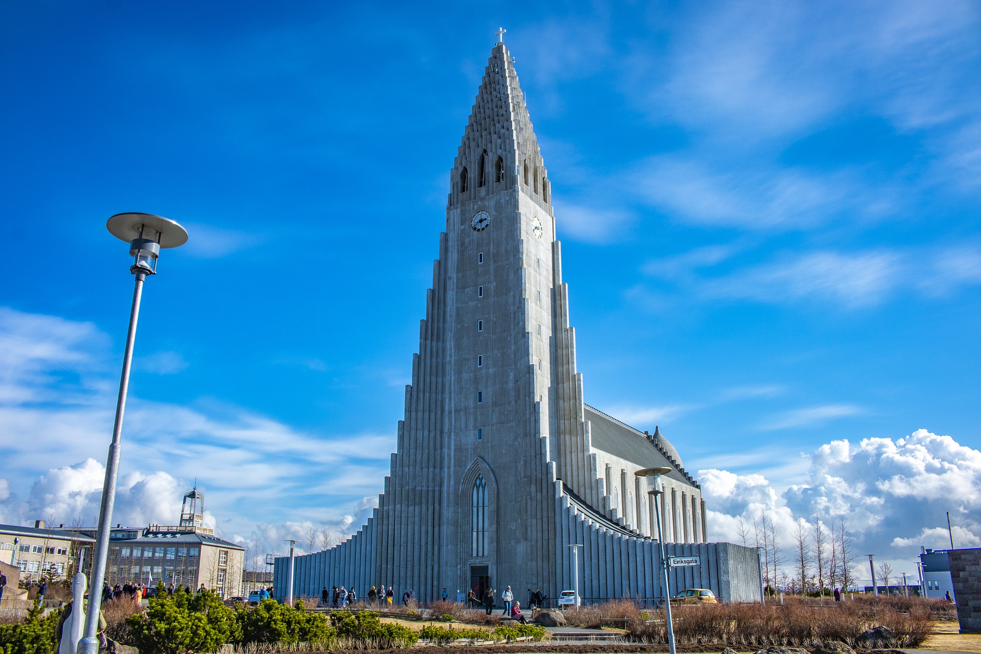 Hallgrimskirkja in Reykjavik Hallgrimskirkja in Reykjavik, blue sky