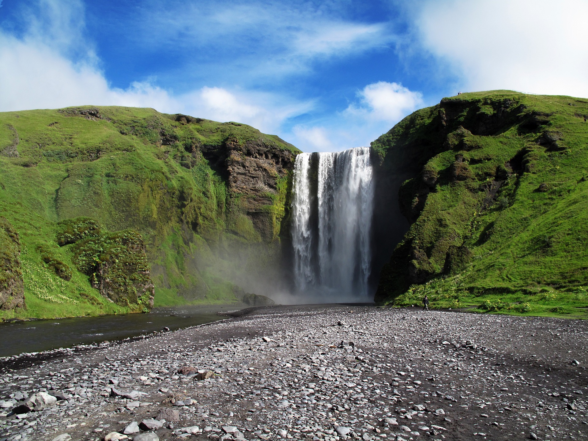 Skogafoss waterfall in summer