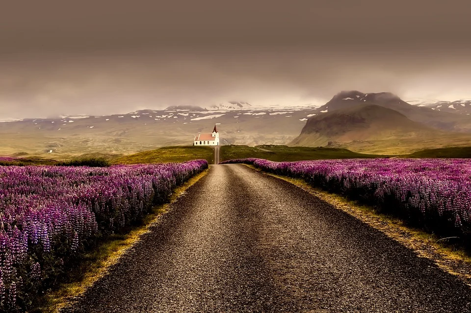 Icelandic Road during summer 